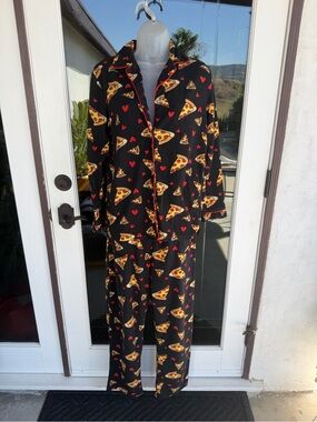 Angelina Black Pizza & Heart Print Sleepwear Set